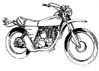 Hier klicken f�r ein gr��eres Image!                                     Die Anlehnung an die DT Modellreihe ist deutlich erkennbar: Designzeichnung aus den Entwicklungsanf�ngen der XT 500.